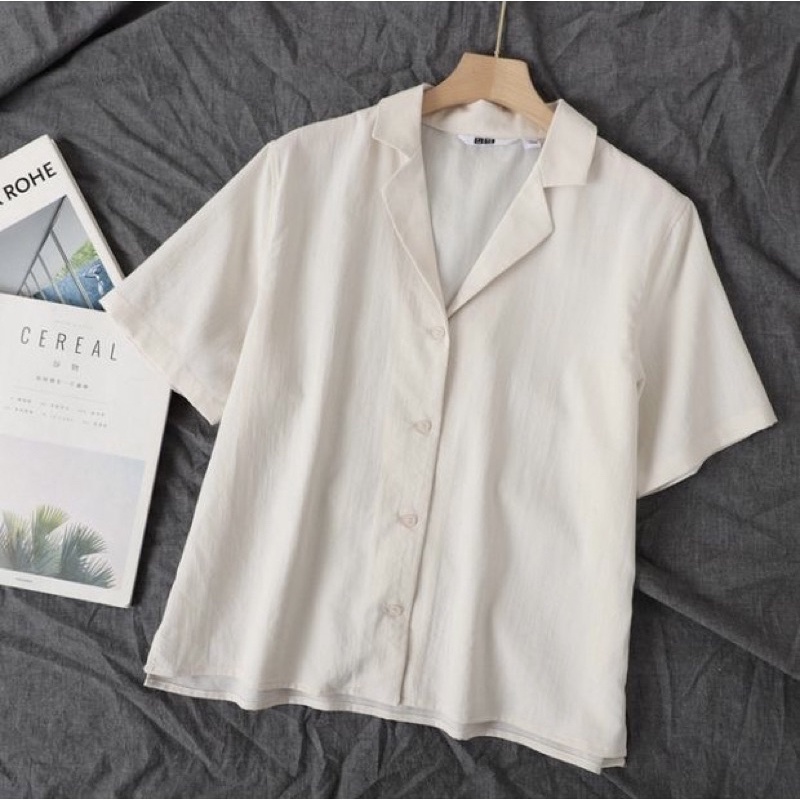 Áo sơ mi nữ form rộng công sở kiểu tay ngắn lỡ cổ vest Hàn Quốc _ áo sơ mi basic nhiều màu bigsize 95 cân _ SMĐ