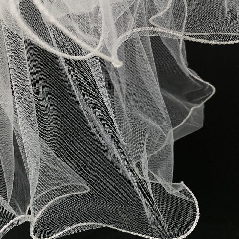 Mạng Che Mặt Vải Satin Đính Nơ 55cm Cho Cô Dâu Chụp Hình