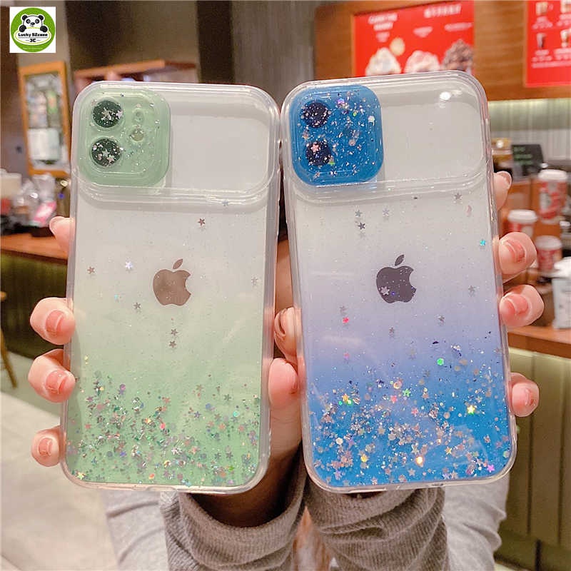 Ốp điện thoại TPU mềm trong suốt có nắp trượt bảo vệ camera cho iPhone 13 Pro Max 12 11 X XR XS Max 7plus 8plus