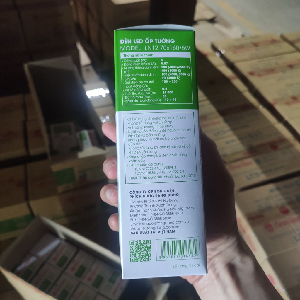 Đèn LED gắn tường, ốp trần nổi chống nước, chống bụi 5W/10W Rạng Đông, 70x160/5W  90x195/10W