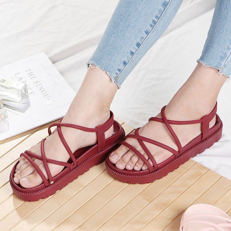 Sandal đan nhựa mềm dẻo đế cói mẫu mới 2020 ,