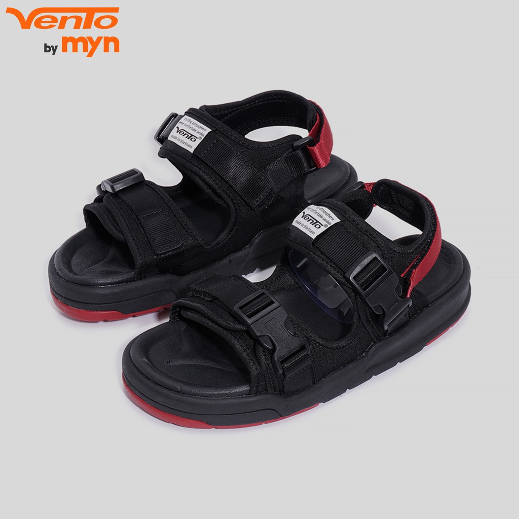 [Freeship] Sandal Unisex Vento F1 1002 Đen đỏ - Streetstyle quai dán và khóa bấm - Đế chống trơn và xẹp lún