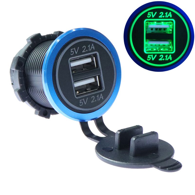 Cục Sạc Chuyển Đổi IOR 12V 24V Sang 5V 2.1A Hai Cổng USB Cho Xe Hơi Xe Tải