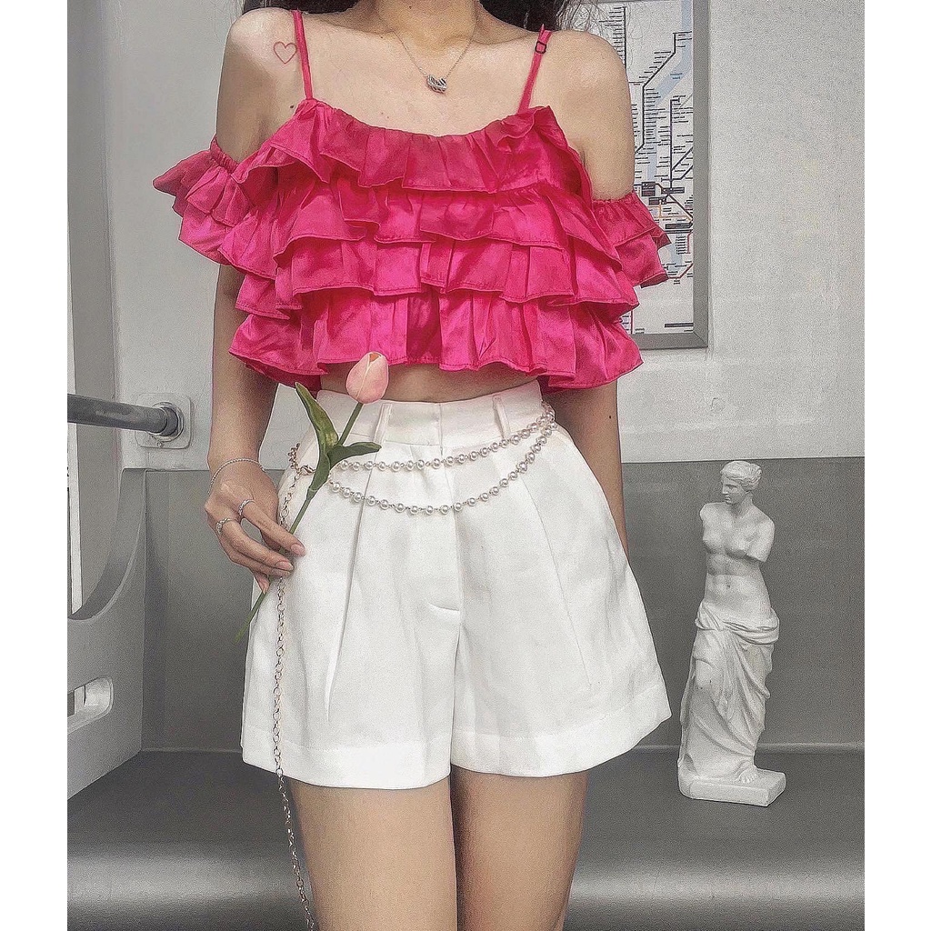 THE FANCE | Áo trễ vai vải ánh kim có lót sang chảnh SAKURA OFF SHOULDER