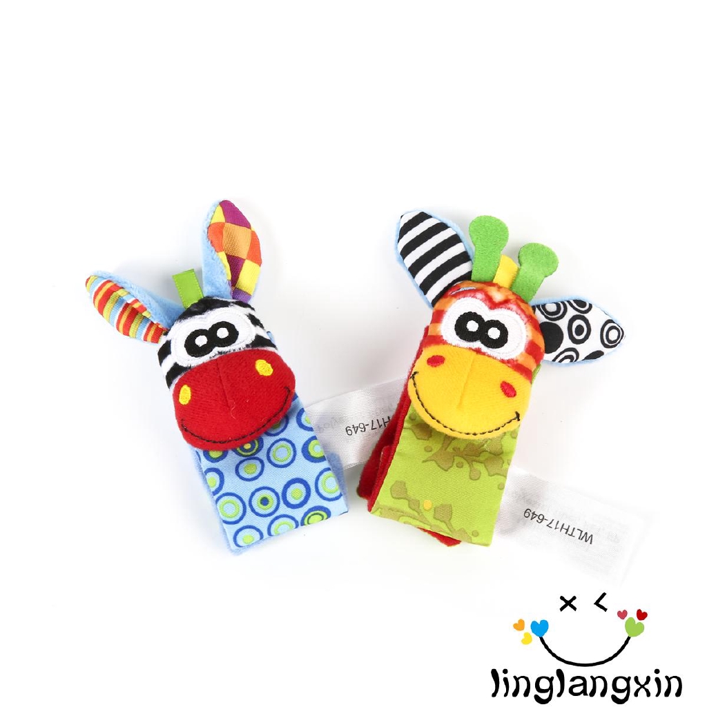 Cặp băng quấn cổ tay/chân trang trí hình động vật nhồi bông dễ thương cho bé