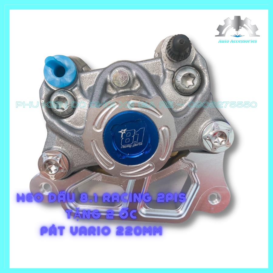 TẶNG 2 ỐC SALAYA 8li25 - COMBO xe VARIO, Heo Dầu Trước 8.1 RACING 2piston đối xứng Kèm Pát CNC gắn Trước VARIO đĩa 220mm