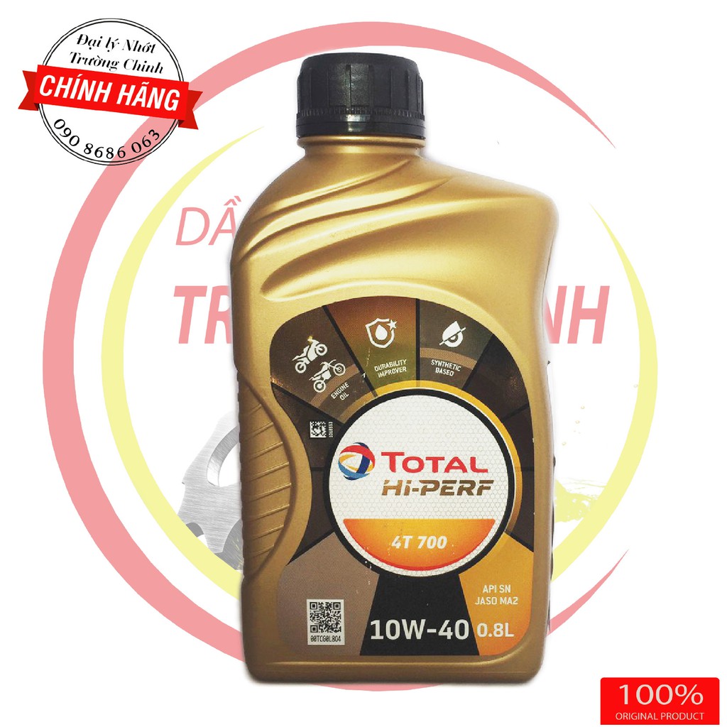 Nhớt Total Hi-Perf 4T 700 10W40 dành cho xe số, tay côn, mẫu mới của total sport+