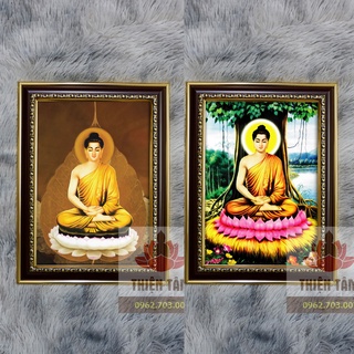 Tranh Phật Thích Ca (Phật Giáo) size nhỏ 27x36cm bằng vải bóng khung composite xịn xò