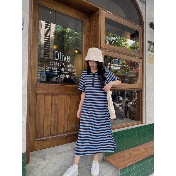 Váy polo kẻ ngang