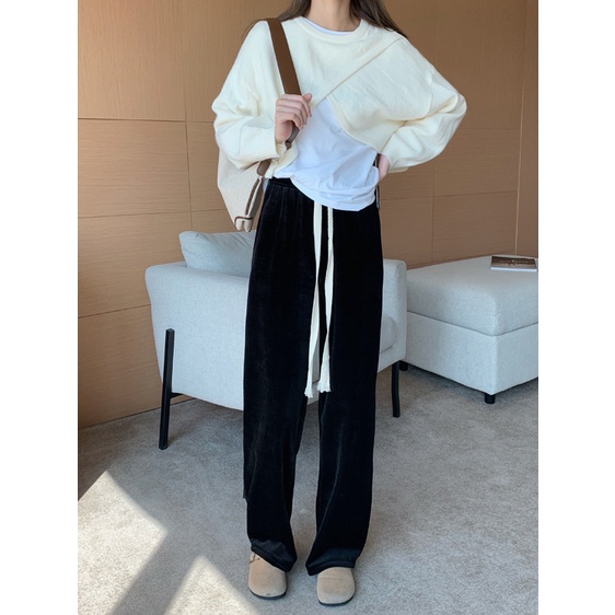 QADCOL Plus Quần Dài Ống Rộng Kiểu Dáng Đơn Giản Trẻ Trung Năng Động