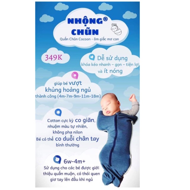 (tặng quà) NHỘNG CHŨN COCOON [GIÚP BÉ NGỦ NGON, SÂU GIẤC]