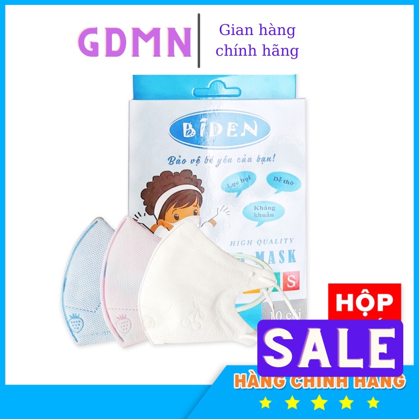 Khẩu trang y tế trẻ em BIDEN, khẩu trang cute, in hình cá  nhiều màu sắc  cho bé từ 1-6 tuổi hộp 10 cái Shop