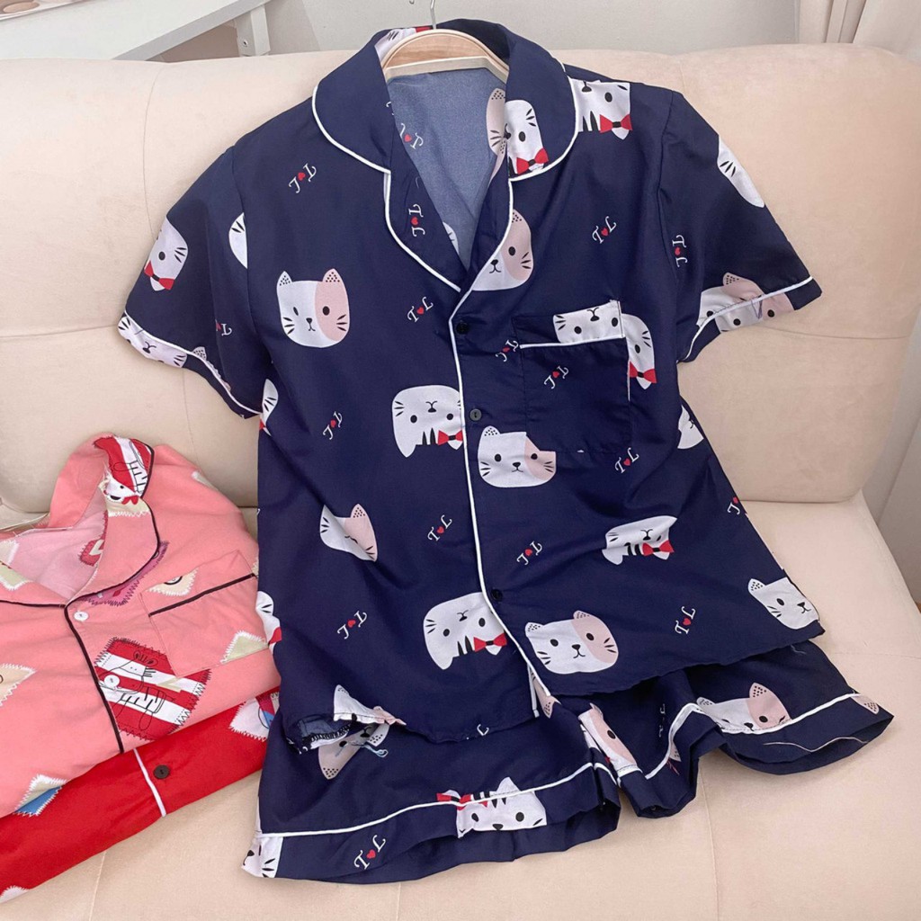 Bộ ngủ pijama cộc kate thái cao cấp l1 bộ mặc nhà mềm mại thoải mái dễ thương giá rẻ H23 | BigBuy360 - bigbuy360.vn