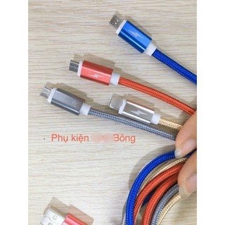 Cáp sạc 3 đầu dây dù micro USB + + Type C siêu rẻ hỗ trợ sạc nhanh