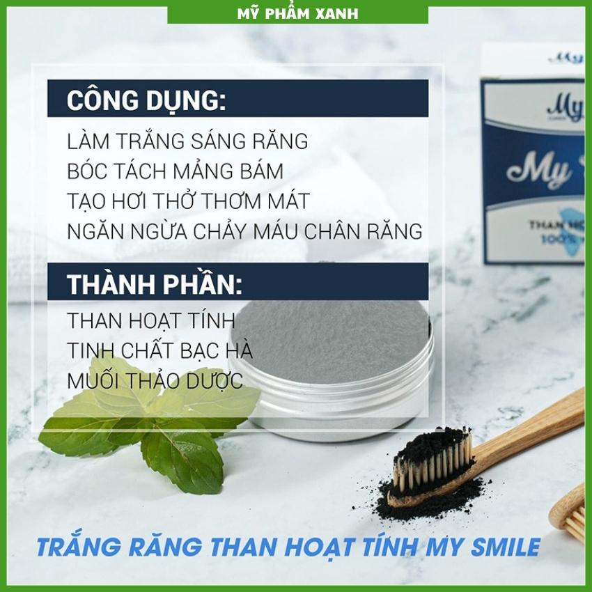 Bột trắng răng than hoạt tính My Smile 50gr bột đánh răng từ than tre hoạt tính làm trắng răng an toàn