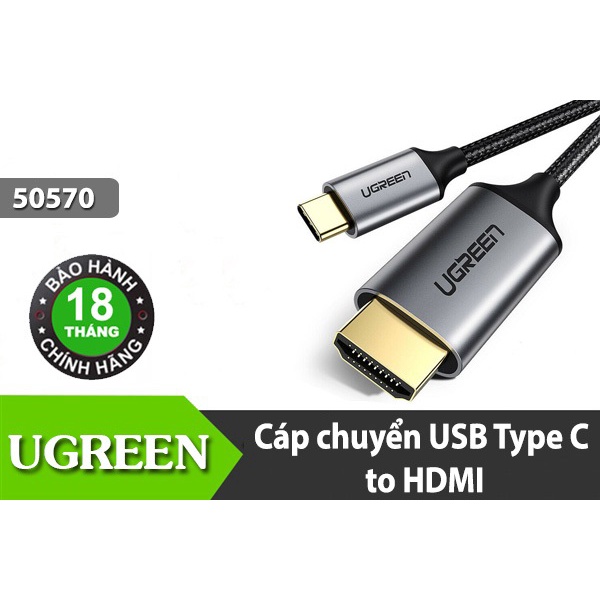 Cáp chuyển đổi type_C to hdmi màu xám ugreen 50570 chính hãng cao cấp