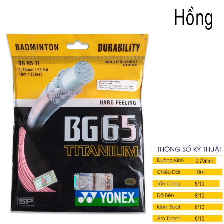 Dây đan vợt cầu lông Yoex BG65 TITANIUM 1 bộ