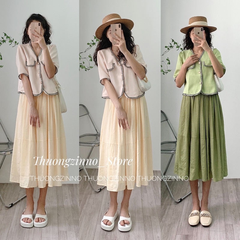 [Chân váy dài hot]Chân váy nhăn Ruby dáng dài hàn quốc  Chân váy dáng dài quảng châu