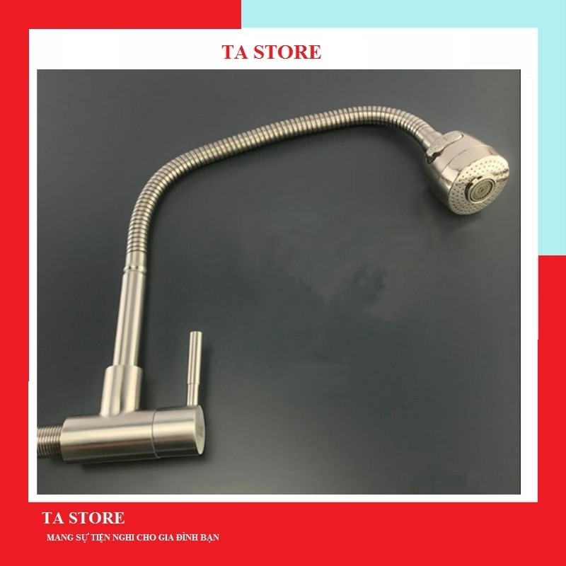 Vòi rửa bát inox tăng áp lạnh gắn tường TATAMO vòi rửa chén lò xo cao cấp thiết bị nhà tắm TA STORE ST16