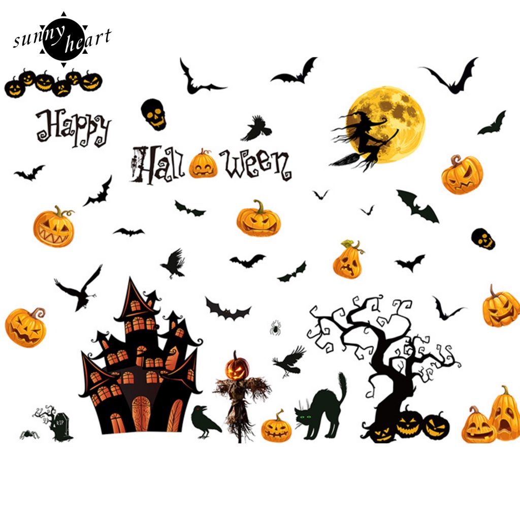 Đề Can Dán Tường Trang Trí Halloween Không Keo