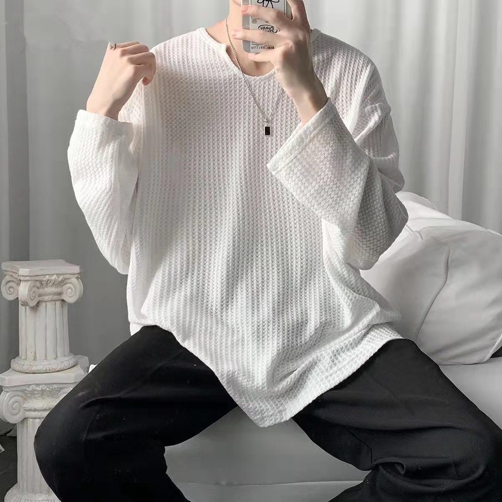 Áo Len Tay Dài Cổ Chữ V Dáng Rộng Thời Trang Sành Điệu Cho Nam Và Nữ