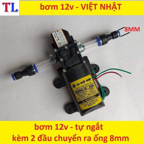 máy bơm nước mini 12v áp lực cao - máy bơm phun sương (bơm tăng áp mini 12v+chuyển ống 8mm)