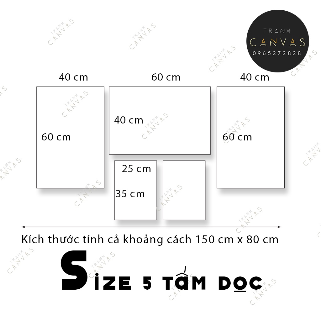 Tranh Phòng Khách Hiện Đại Bộ 5 Tấm