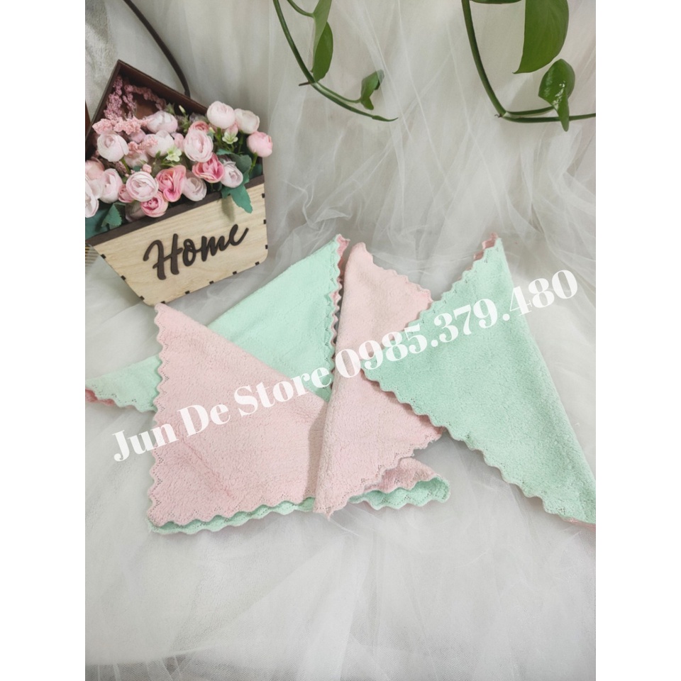 Khăn lau bếp, lau chén đĩa, lau đa năng SIZE TO 25x25cm 2 mặt lông cừu ♥️ SIÊU SẠCH ♥️