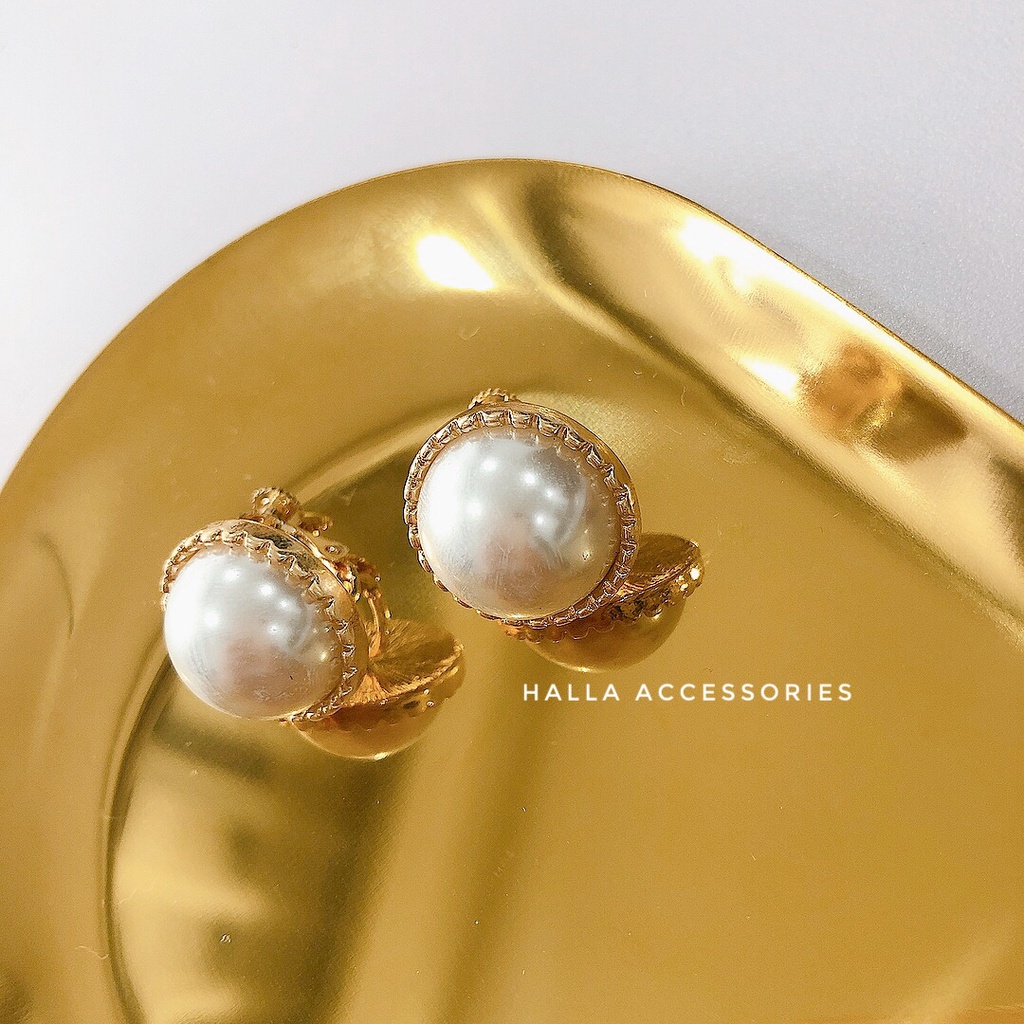 Khuyên tai đính hạt trai , sáng đẹp, bền màu HALLA BT101 BT131 BT144