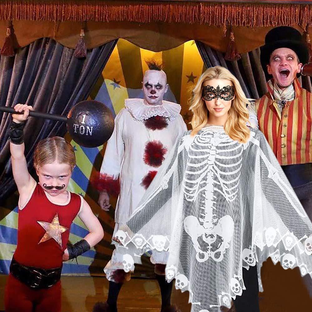 new Halloween Shawl Skeleton Lace WomenGift Photography Prop Halloween Holiday Soft Exquisite Loose Cape Poncho Party Stage Costume