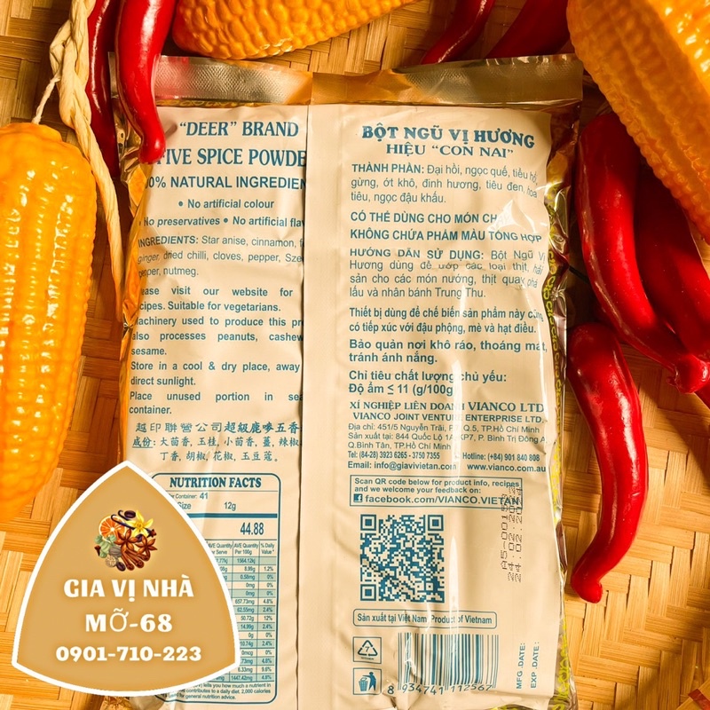 Bột ngũ vị hương Việt Ấn hiệu Con Nai- 100GR-500gr