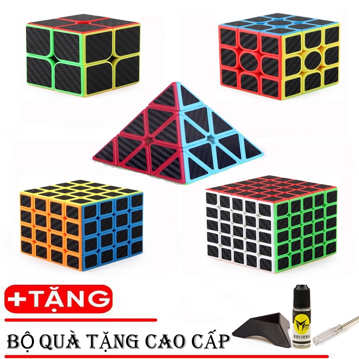 Combo 8 Rubik Carbon Sticker 2x2, 3x3, 4x4, 5x5, Megaminx, Pyraminx, Skewb, Square-1