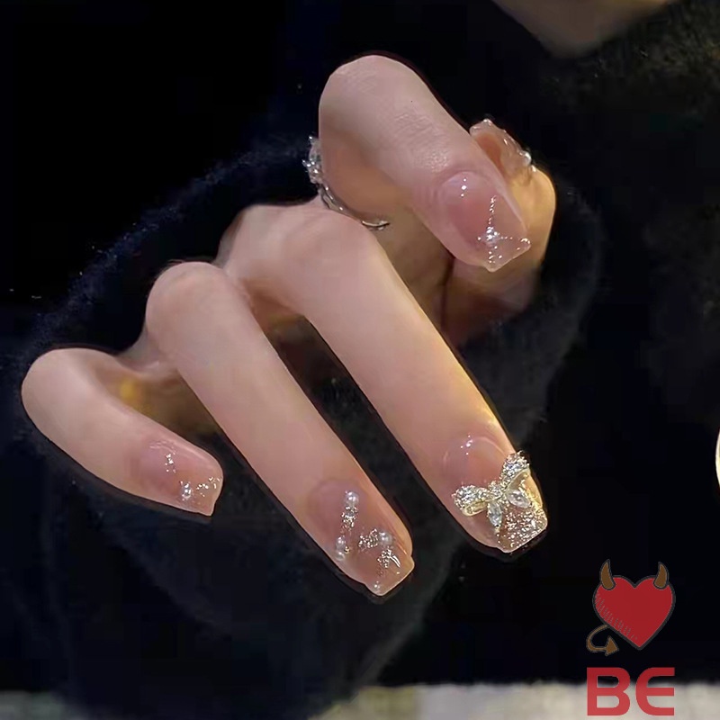 YADORNOS Set 24 móng tay giả YADORNOS dáng ngắn thiết kế ngọt ngào cho salon DIY