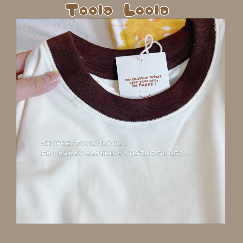 áo thun áo thun trơn MÀU KEM SỮA phối cổ màu nam nữ