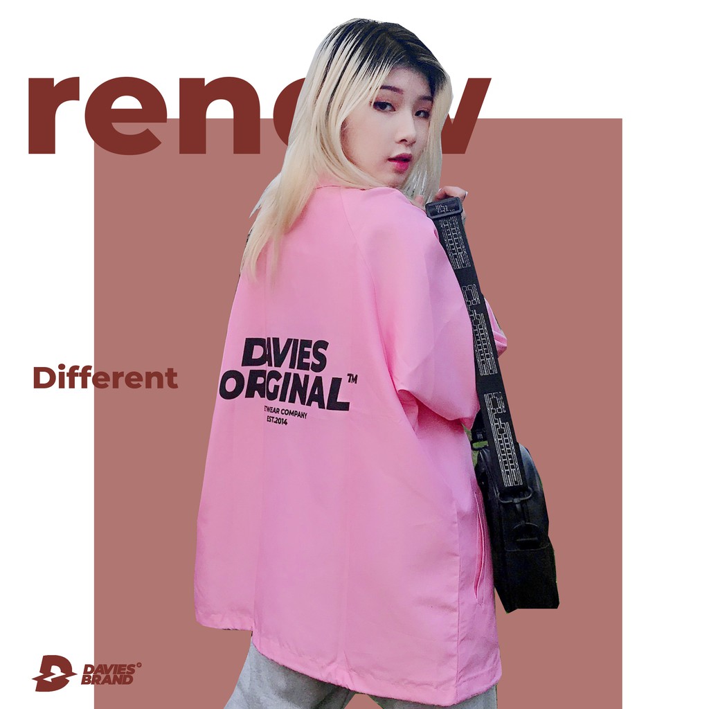 [Tặng_túi_tote] DAVIES - Áo khoác dù nữ form rộng màu hồng - Pink Basic Original Jacket. | BigBuy360 - bigbuy360.vn