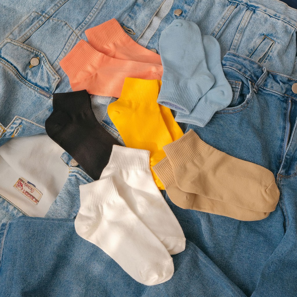 CLOUD PLAIN ANKLE SOCKS - Tất vớ thấp cổ unisex trơn màu rực rỡ, cổ bo khoẻ khoắn, nhập khẩu Hàn Quốc