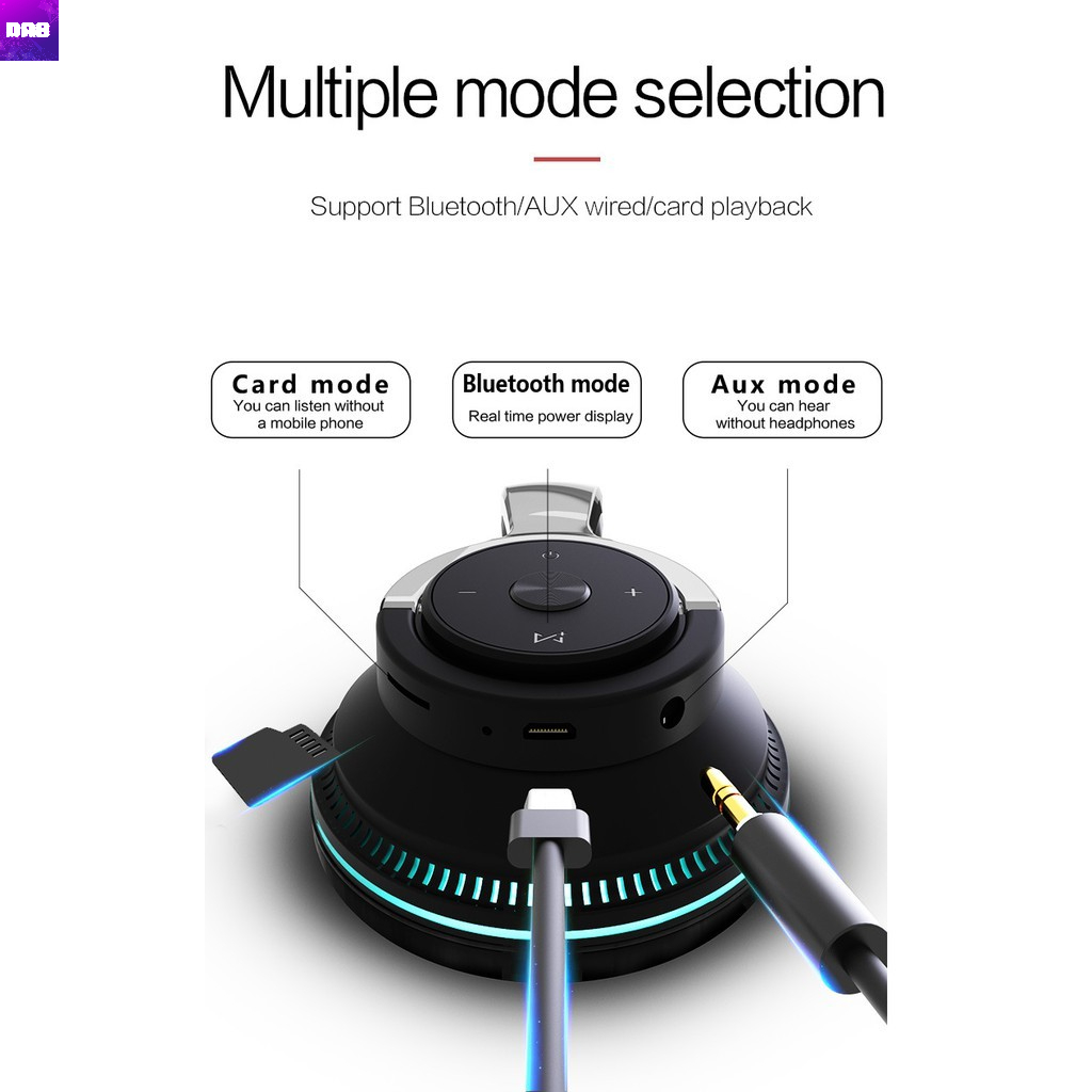Tai Nghe Chụp Tai Bluetooth Gaming Không Dây LED Đổi Màu - Dùng Cho Tất Cả Các Thiết Bị