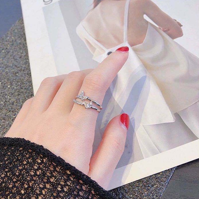 Nhẫn dạng mở kiểu dáng con bướm tùy chọn thích hợp làm quà tặng Giáng Sinh