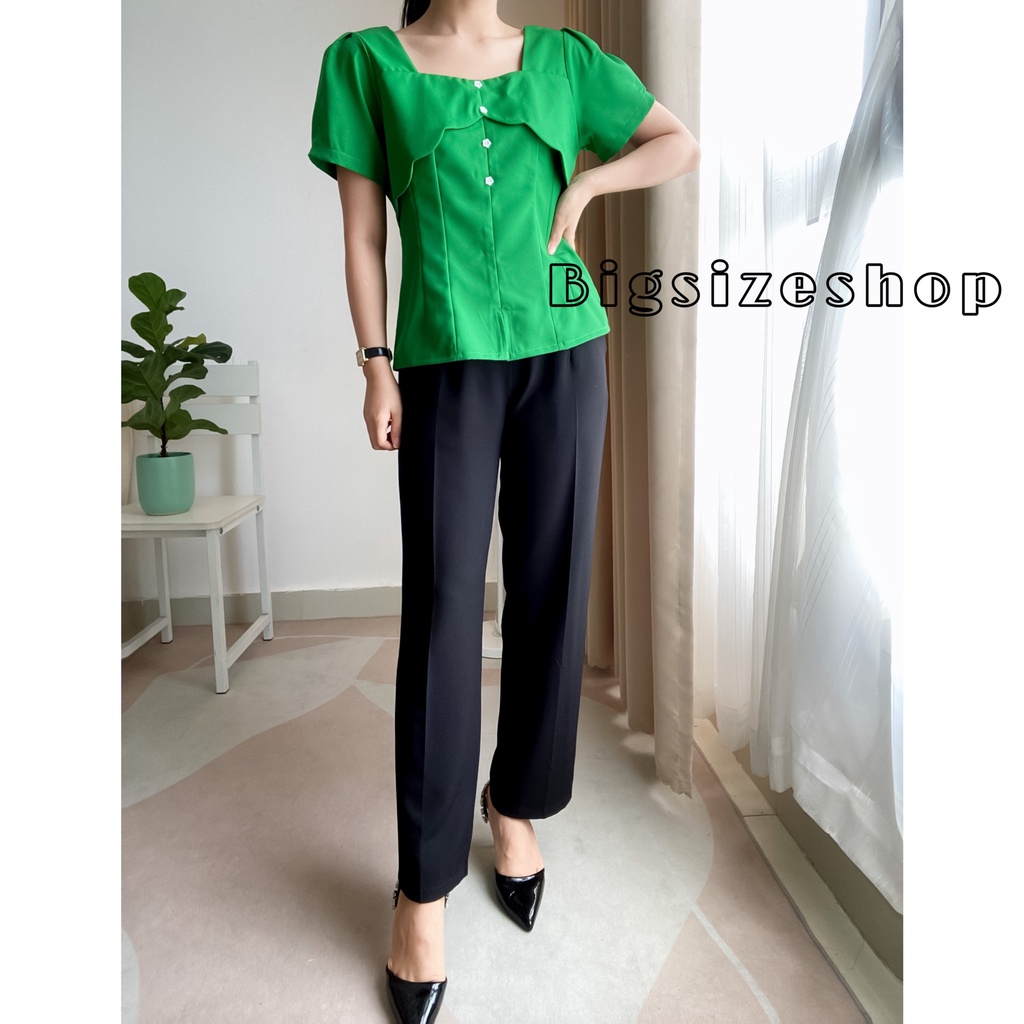 ÁO XANH PEPLUM MIX CÙNG QUẦN ĐEN ỐNG RỘNG, FORM THIẾT KẾ CHE KHUYẾT ĐIỂM 3 VÒNG, TỰ TIN XUỐNG PHỐ