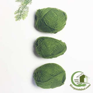 Len sợi đan móc màu xanh rêu