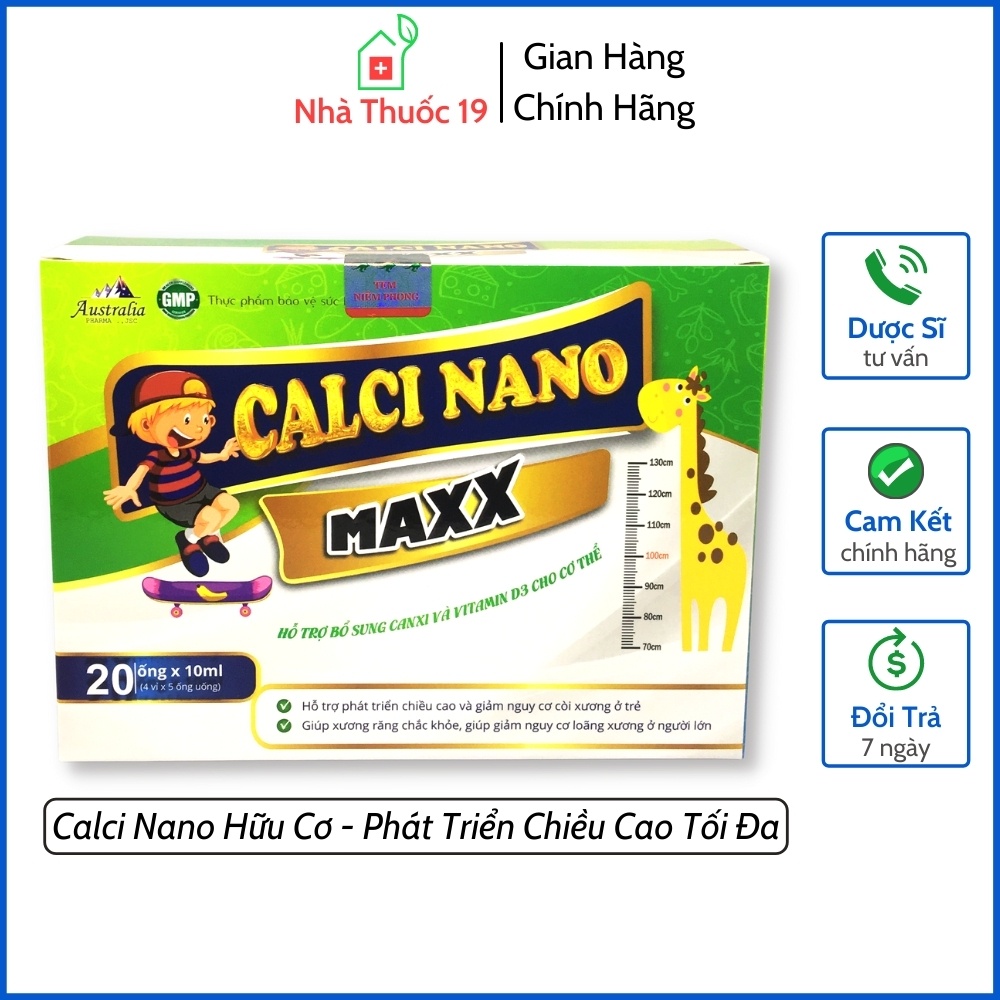Canxi Ống Calci Nano Maxx - Bổ Sung Canxi Hữu Cơ Cho Phụ Nữ Mang Thai Và Trẻ Em Trong Giai Đoạn Phát Triển (Hộp 20 Ống)