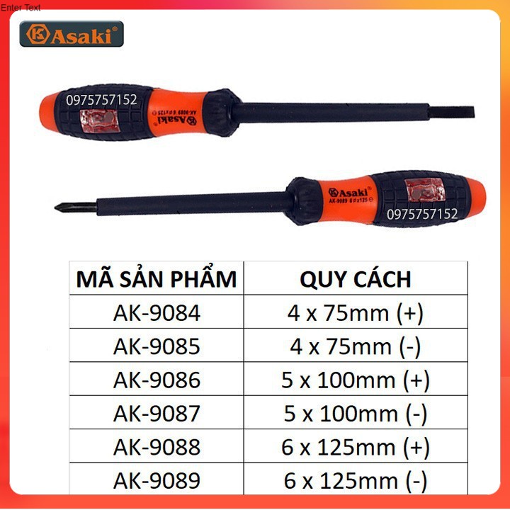Tô vít - Tuốc nơ vít cách điện kiêm thử điện Asaki - Tô vít 2 cạnh, Tô vít 4 cạnh kiểm tra dòng điện Asaki