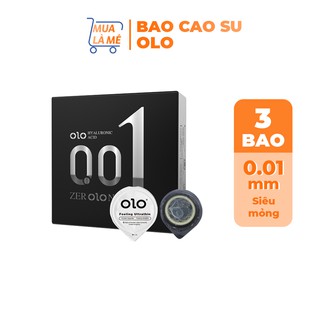 Bao cao su OLO ZER OLONE nhiều gel bôi trơn tự nhiên, 0.01mm siêu mỏng đen (3 bao/hộp)