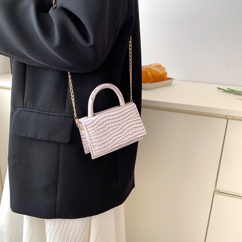 Túi Đeo JASMIN NOIR Chéo Nắp Gập Họa Tiết Da Cá Sấu Cho Nữ