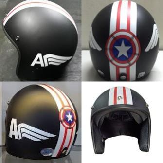Bộ 1 nón bảo hiểm 3/4 Captain America + 1 Kính Phi công nhiều màu + Tặng 1 khăn phượt đa năng màu bất kỳ - ASA HELMETS