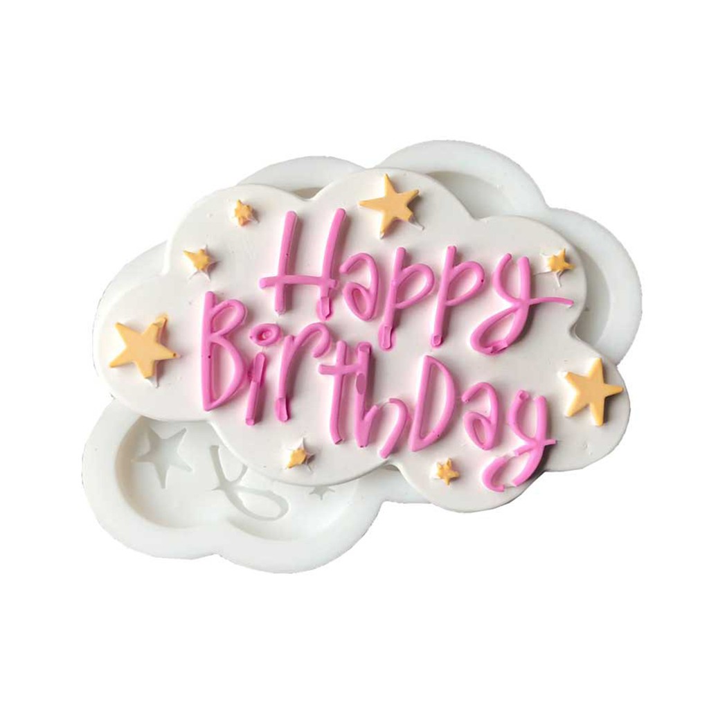 Khuôn Fondant Bằng Silicone Với Họa Tiết 3d Hình Chữ Happy Birthday