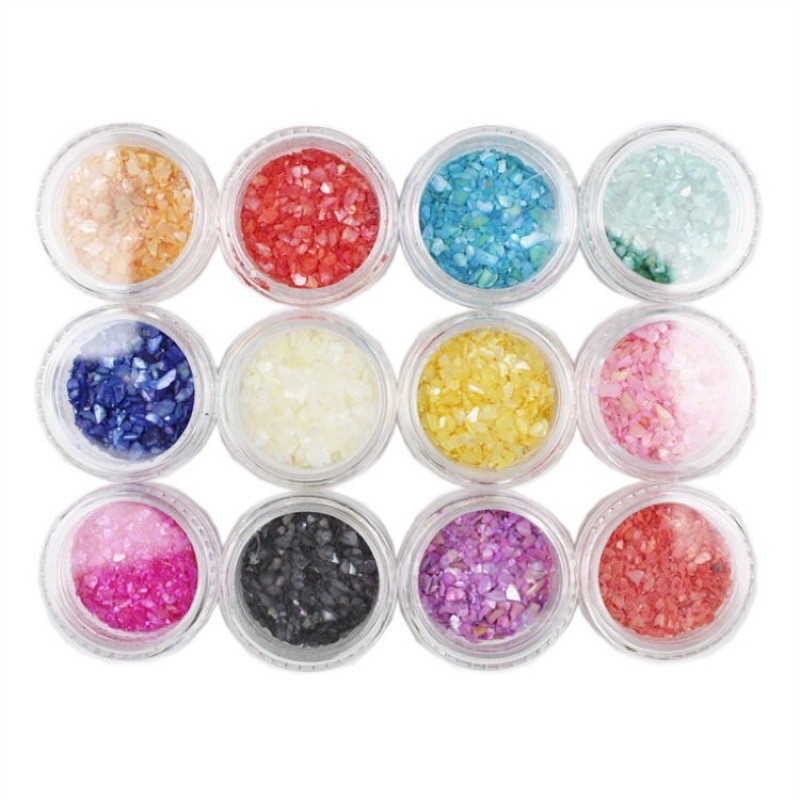 Sét xà cừ nhỏ ,skinnail , ko cần bẻ dạng nhỏ móng ,sét 12 hũ , dễ dàng sáng tạo nên một bóng móng xinh đẹp ,sáng tao....