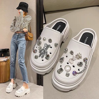 Dép sục cross nữ đế cao đính đá gấu