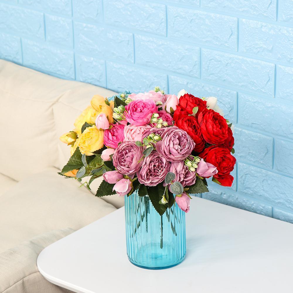 SUYO Bó Hoa Hồng Nhân Tạo 9 Đầu 30cm Trang Trí Tiệc Cưới / Nội Thất Nhà
