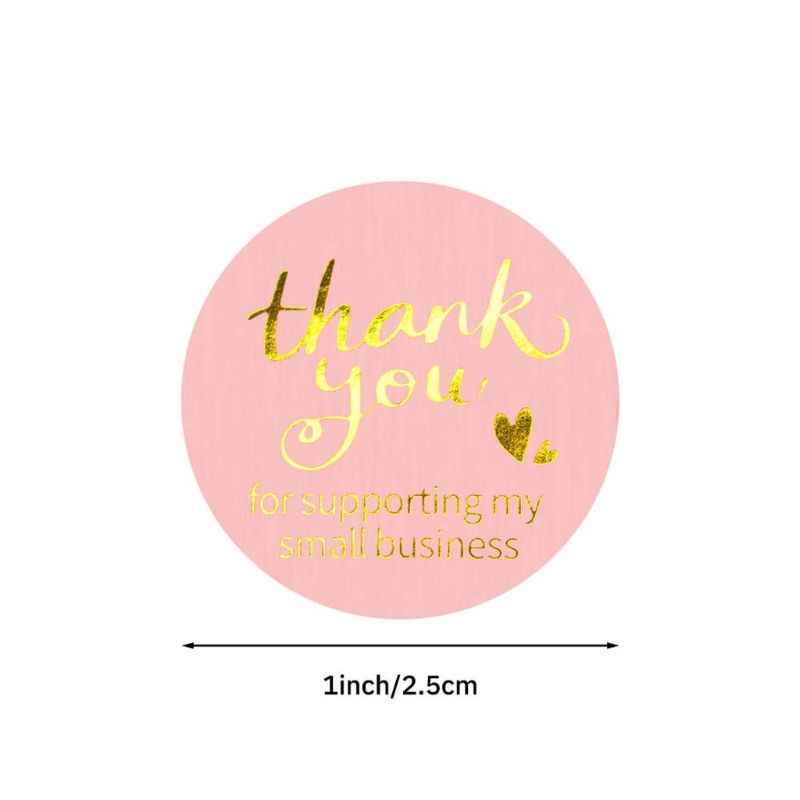 Cuộn 500 Nhãn Dán In Chữ Thank You Màu Hồng Dùng Trang Trí Gói Hàng